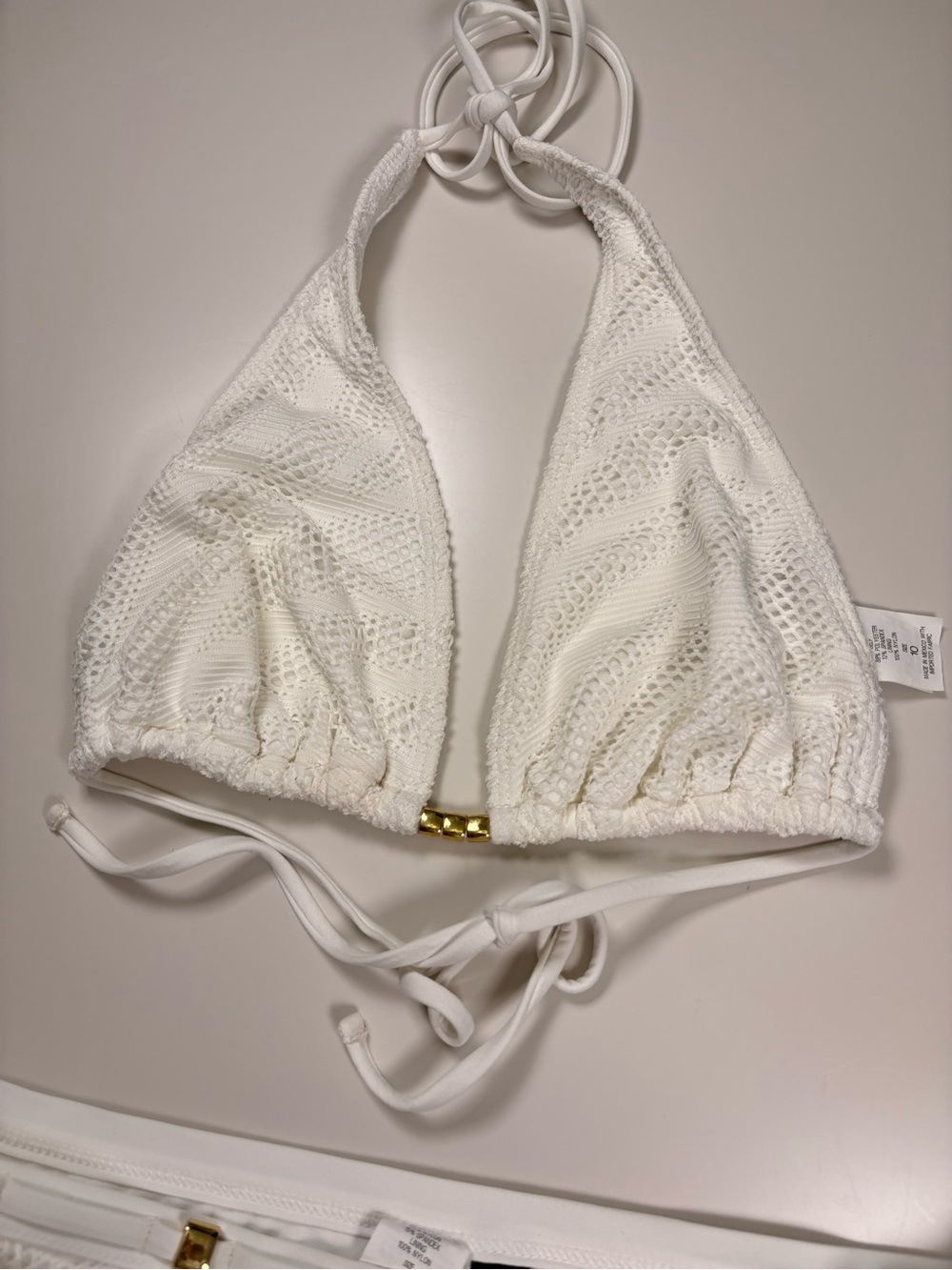 LA BLANCA White Crochet Bikini Set with Gold Accents - Picture 4 of 9